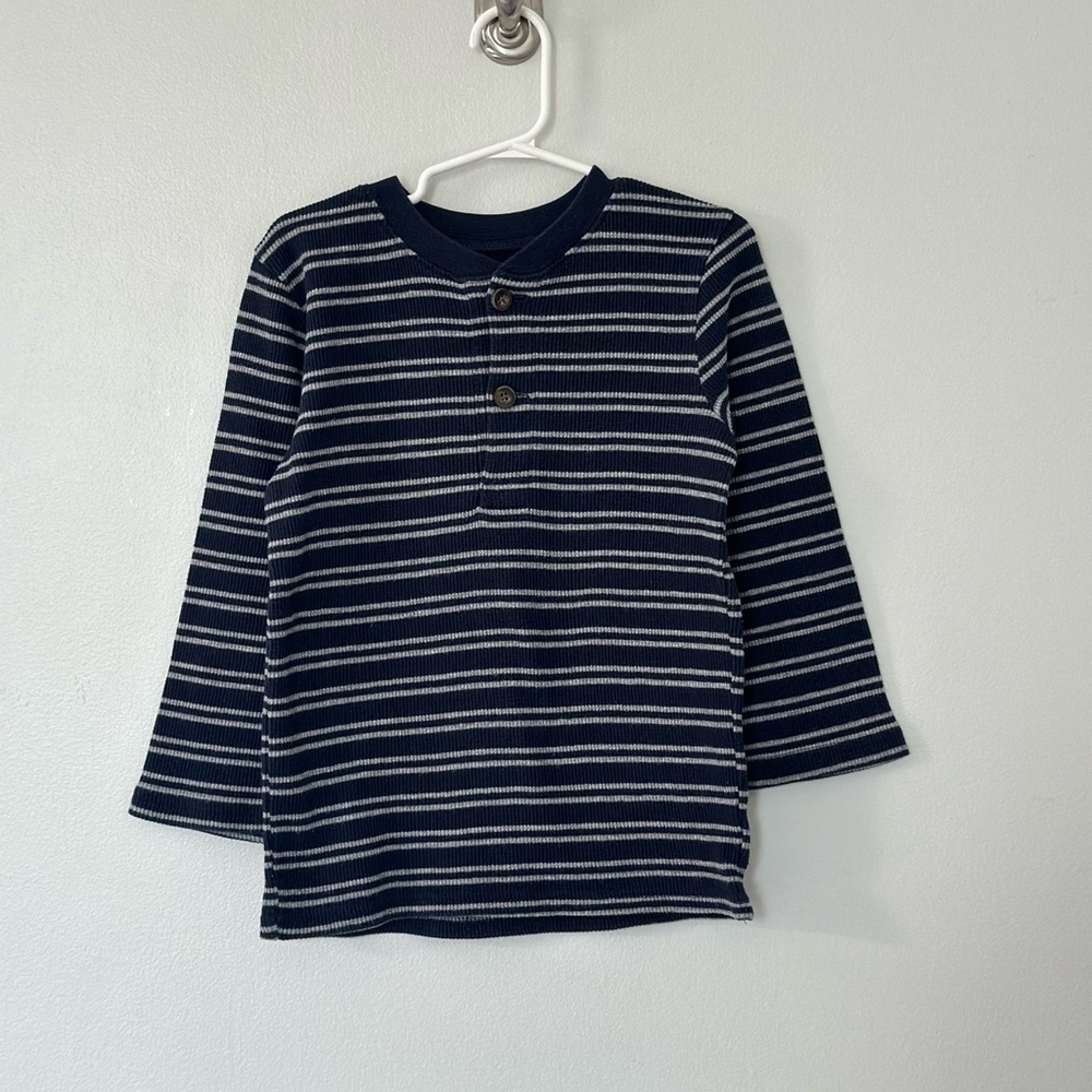 Classic Navy Striped Long Sleeve Kids Tee